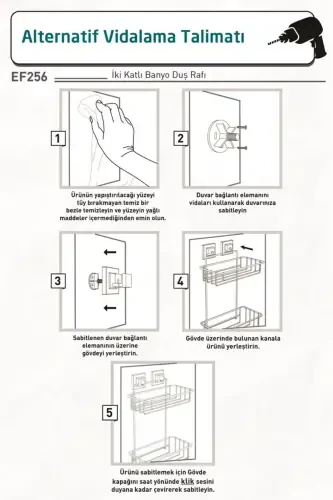 No Drill Screw Drill Needed! Easyfix Adhesive Double Layer Bathroom Shelf Matte Ef256 - 5