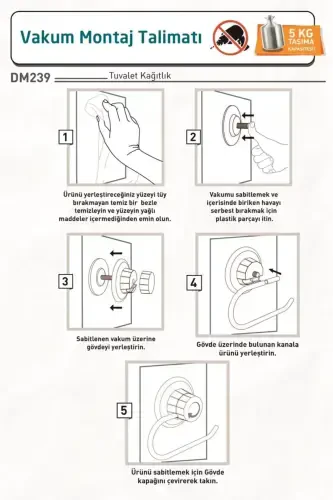 No Drilling Screw Hole! Vacuum Toilet Paper Holder, Toilet Paper Dispenser Matte Black Dm239 - 4