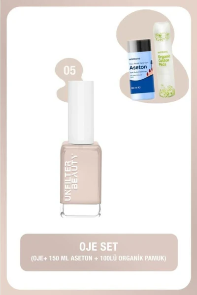 No:05 Nail Polish 150 ml Acetone 100 Pieces Cotton - Unfilter Beauty (1)