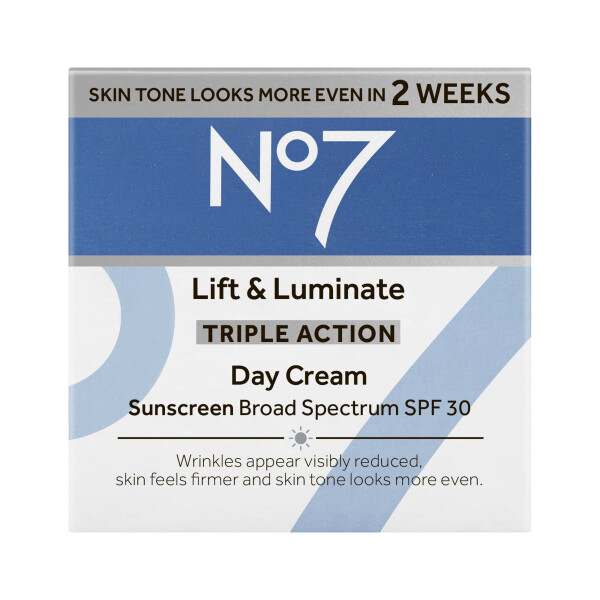 No7 Lift & Luminate Uch tomonlama kunlik krem, SPF 30 namlantiruvchi krem, Peptid va C vitamini bilan, barcha teri turlari uchun, 1,69 suyu untsiya - 10