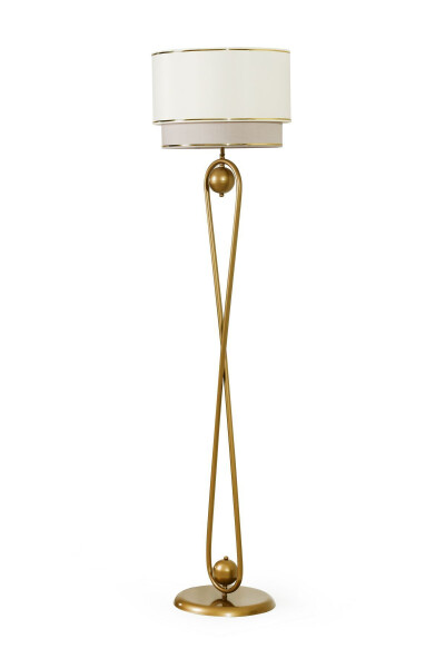 Noa Forever Statik Eskitme Mat Gold Metal Lambader - Krem-HKahve - VINNER (1)