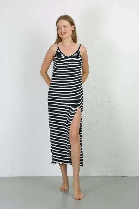 Ночная рубашка с длинным разрезом и бретелями-спагетти 90127 - 4