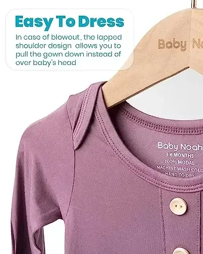 Ночная рубашка с узлом для новорожденных, супермягкая шелковистая пижама для младенцев, ночная рубашка для девочек с рукавицами, бантом и шапочкой в комплекте. - 3