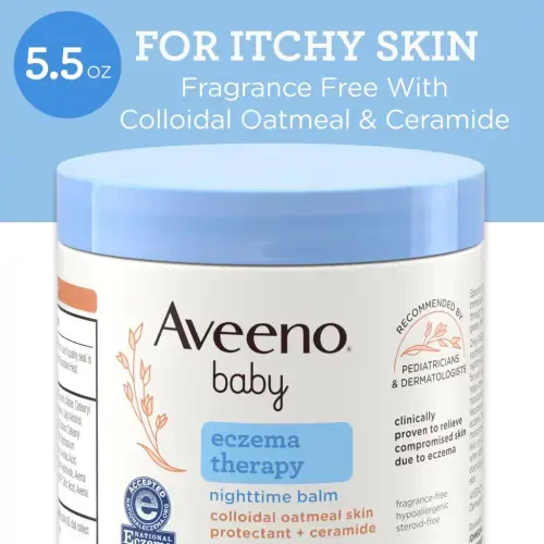 Ночной бальзам для тела Aveeno Baby Eczema Therapy с коллоидным овсяным хлопьями, 5,5 унции - AVEENO (1)