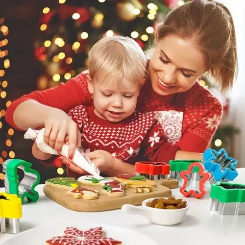 Christmas Cookie Cutters 8 PCS(Medium),Sandwich Cutter and Sealer,Cookie Cutters Christmas Shapes - 5