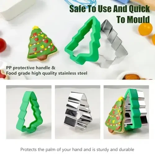 Christmas Cookie Cutters 8 PCS(Medium),Sandwich Cutter and Sealer,Cookie Cutters Christmas Shapes - 6