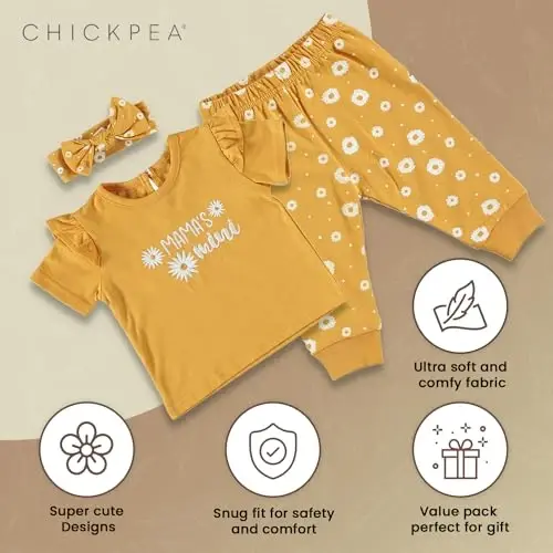 Chick Pea Baby Girl Clothes Newborn Jogger Layette Set - 3