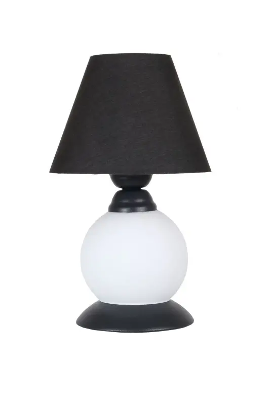 Noki Black Modern Design White Glass Lampshade - Table - Black Cap Night Light - Black White - 1