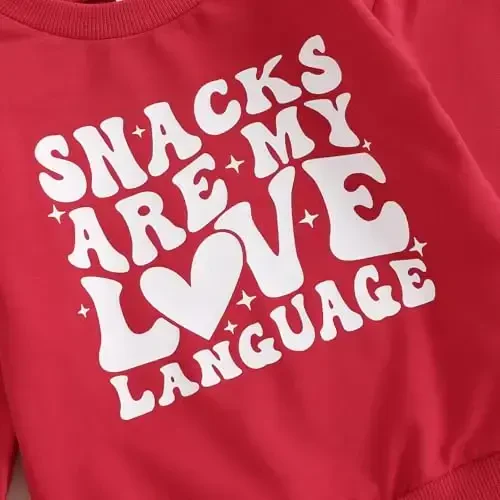 Nokpsedcb Baby Boy Girl Cute Letter Embroidery Long Sleeve Sweatshirt and Elastic Long Pants Toddler Valentine Outfits - 7