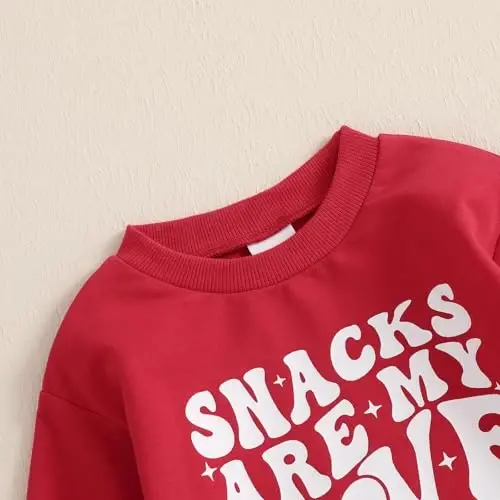 Nokpsedcb Baby Boy Girl Cute Letter Embroidery Long Sleeve Sweatshirt and Elastic Long Pants Toddler Valentine Outfits - 5