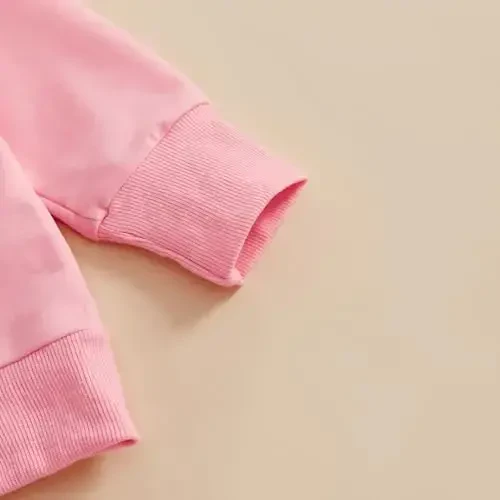 Nokpsedcb Baby Boy Girl Cute Letter Embroidery Long Sleeve Sweatshirt and Elastic Long Pants Toddler Valentine Outfits - 7