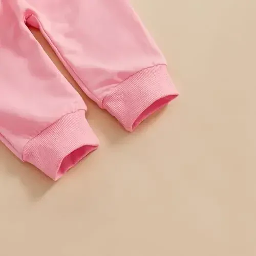 Nokpsedcb Baby Boy Girl Cute Letter Embroidery Long Sleeve Sweatshirt and Elastic Long Pants Toddler Valentine Outfits - 7