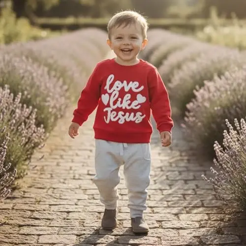 Nokpsedcb Baby Boy Girl Cute Letter Embroidery Long Sleeve Sweatshirt and Elastic Long Pants Toddler Valentine Outfits - 6