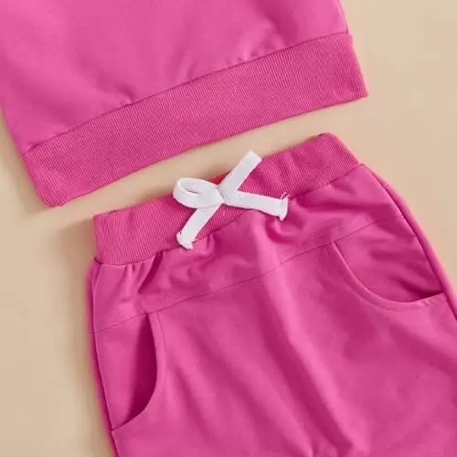Nokpsedcb Baby Boy Girl Cute Letter Embroidery Long Sleeve Sweatshirt and Elastic Long Pants Toddler Valentine Outfits - 6