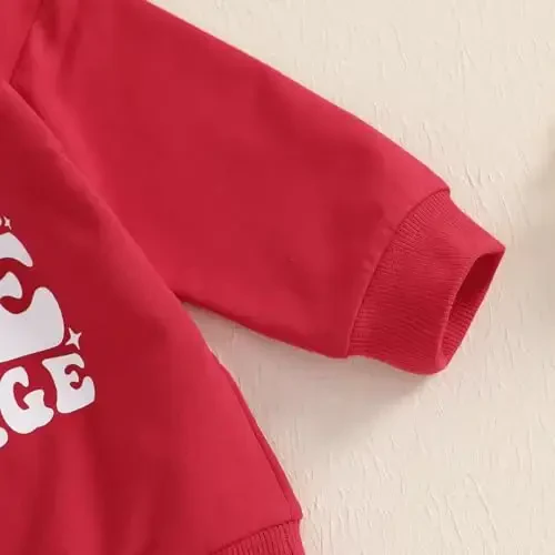 Nokpsedcb Baby Boy Girl Cute Letter Embroidery Long Sleeve Sweatshirt and Elastic Long Pants Toddler Valentine Outfits - 6