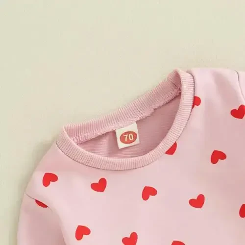 Nokpsedcb Baby Boy Girl Cute Letter Embroidery Long Sleeve Sweatshirt and Elastic Long Pants Toddler Valentine Outfits - 6