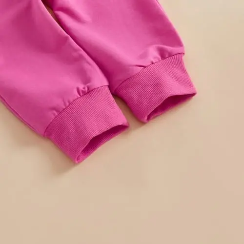 Nokpsedcb Baby Boy Girl Cute Letter Embroidery Long Sleeve Sweatshirt and Elastic Long Pants Toddler Valentine Outfits - 7