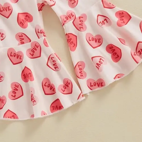 Nokpsedcb Baby Boy Girl Cute Letter Embroidery Long Sleeve Sweatshirt and Elastic Long Pants Toddler Valentine Outfits - 7