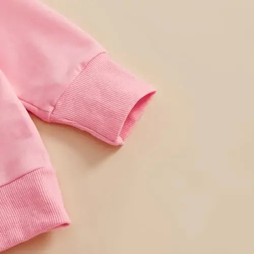 Nokpsedcb Baby Boy Girl Cute Letter Embroidery Long Sleeve Sweatshirt and Elastic Long Pants Toddler Valentine Outfits - 7