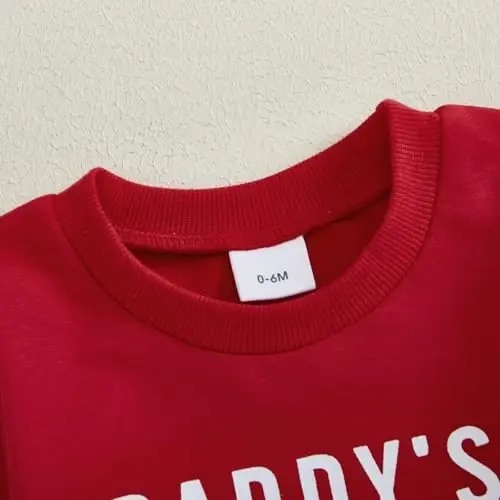 Nokpsedcb Baby Boy Girl Cute Letter Embroidery Long Sleeve Sweatshirt and Elastic Long Pants Toddler Valentine Outfits - 5