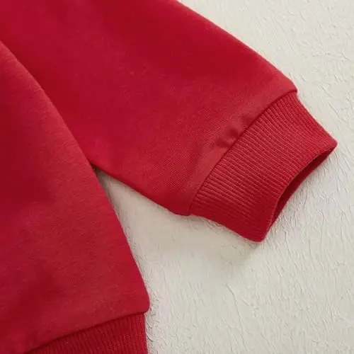 Nokpsedcb Baby Boy Girl Cute Letter Embroidery Long Sleeve Sweatshirt and Elastic Long Pants Toddler Valentine Outfits - 7