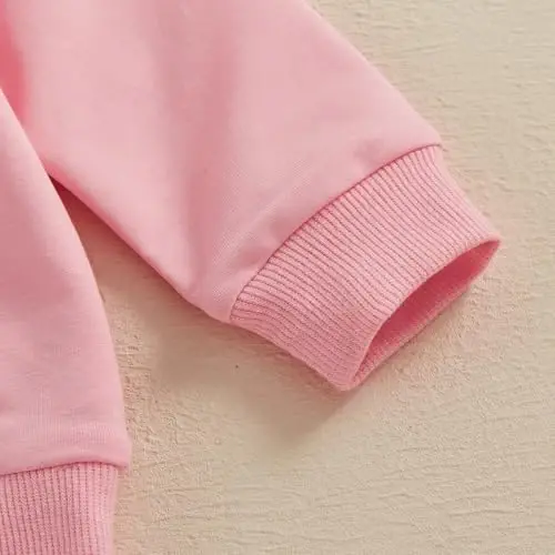 Nokpsedcb Baby Boy Girl Cute Letter Embroidery Long Sleeve Sweatshirt and Elastic Long Pants Toddler Valentine Outfits - 6