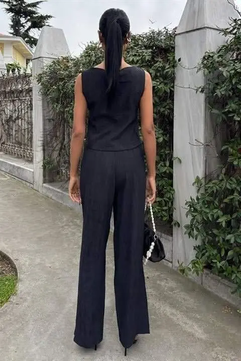 Nol qo'lli bluz batik naqshli shimlar ikki qismli to'plam 10181-08 - 3