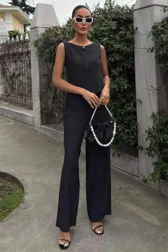 Nol qo'lli bluz batik naqshli shimlar ikki qismli to'plam 10181-08 - 6