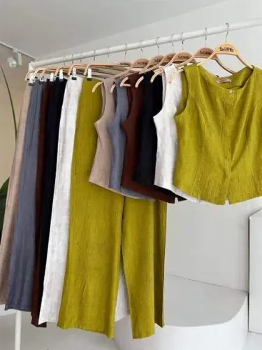 Nol qo'lli bluz batik naqshli shimlar ikki qismli to'plam 10181-08 - 7