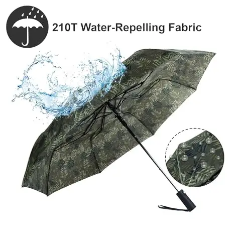 Nollia Windproof Automatic Travel Umbrella, Compact Portable with Reinforced Ribs for Sun & Rain - 5