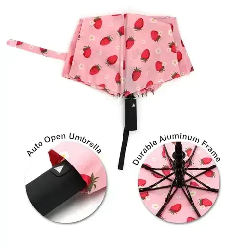 Nollia Windproof Automatic Travel Umbrella, Compact Portable with Reinforced Ribs for Sun & Rain - 2
