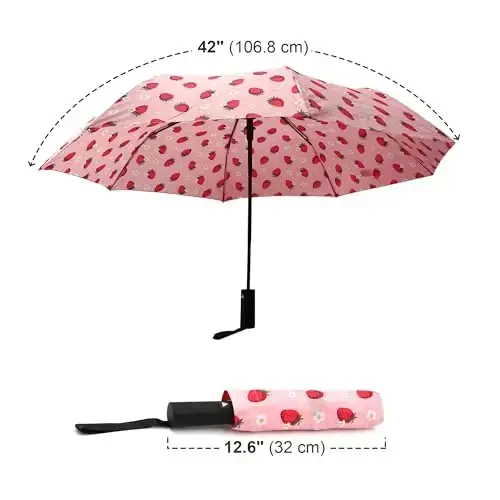 Nollia Windproof Automatic Travel Umbrella, Compact Portable with Reinforced Ribs for Sun & Rain - 5