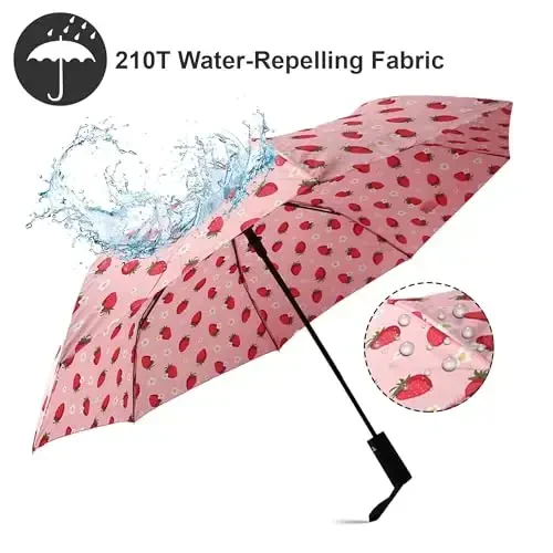 Nollia Windproof Automatic Travel Umbrella, Compact Portable with Reinforced Ribs for Sun & Rain - 6