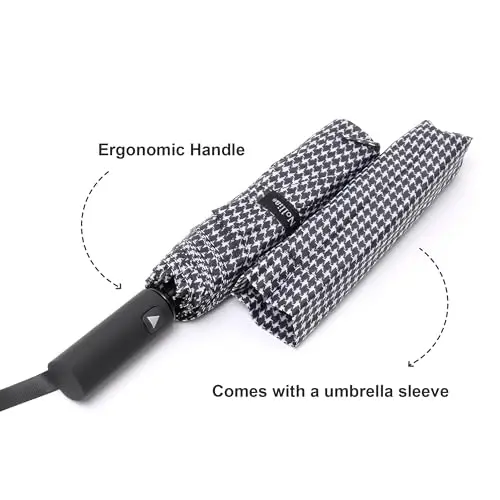 Nollia Windproof Automatic Travel Umbrella, Compact Portable with Reinforced Ribs for Sun & Rain - 4