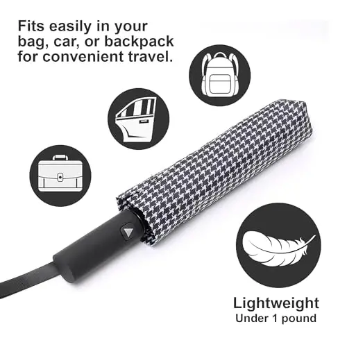 Nollia Windproof Automatic Travel Umbrella, Compact Portable with Reinforced Ribs for Sun & Rain - 7