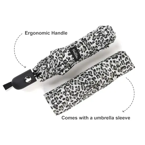Nollia Windproof Automatic Travel Umbrella, Compact Portable with Reinforced Ribs for Sun & Rain - 4