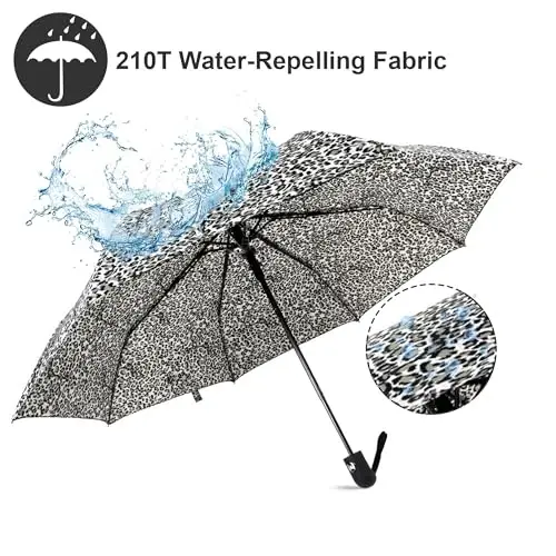 Nollia Windproof Automatic Travel Umbrella, Compact Portable with Reinforced Ribs for Sun & Rain - 5