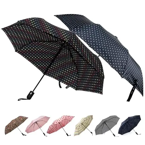 Nollia Windproof Automatic Travel Umbrella, Compact Portable with Reinforced Ribs for Sun & Rain - 1
