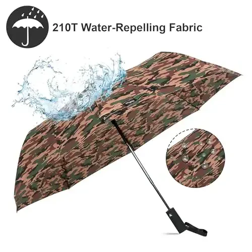 Nollia Windproof Automatic Travel Umbrella, Compact Portable with Reinforced Ribs for Sun & Rain - 6