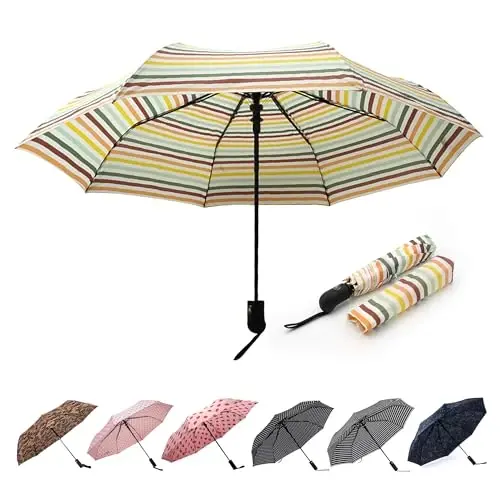 Nollia shamolddan himoya qiluvchi avtomatik sayohat soyaboni, ixcham, mustahkam qovurg'ali, quyosh va yomg'ir uchun 