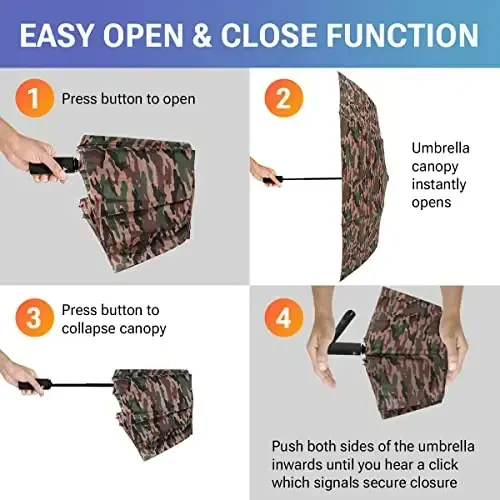 Nollia Shamoldga chidamli avtomatik sayohat soyaboni, quyosh va yomg'irdan himoya qilish uchun mustahkamlangan qovurg'ali ixcham portativ - 5