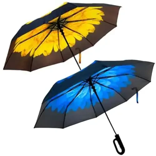Nollia Windproof Automatic Travel Umbrella, Compact Portable with Reinforced Ribs for Sun & Rain - NOLLIA