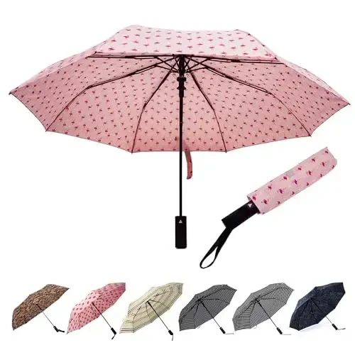 Nollia ветрозащитный автоматический дорожный зонт, компактный портативный с усиленными ребрами для солнца и дождя - NOLLIA