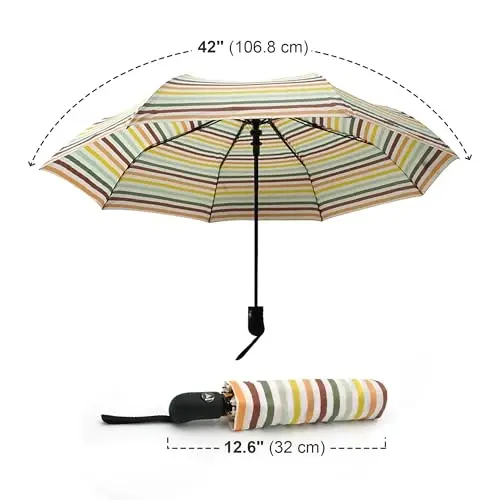 Nollia Windproof Automatic Travel Umbrella, Compact Portable with Reinforced Ribs for Sun & Rain - 6