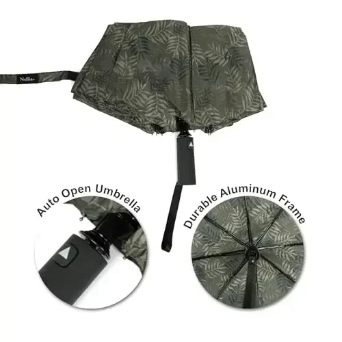 Nollia Windproof Automatic Travel Umbrella, Compact Portable with Reinforced Ribs for Sun & Rain - NOLLIA (1)