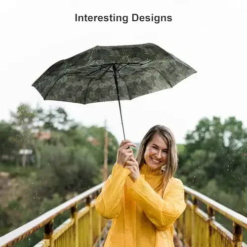 Nollia Windproof Automatic Travel Umbrella, Compact Portable with Reinforced Ribs for Sun & Rain - 6
