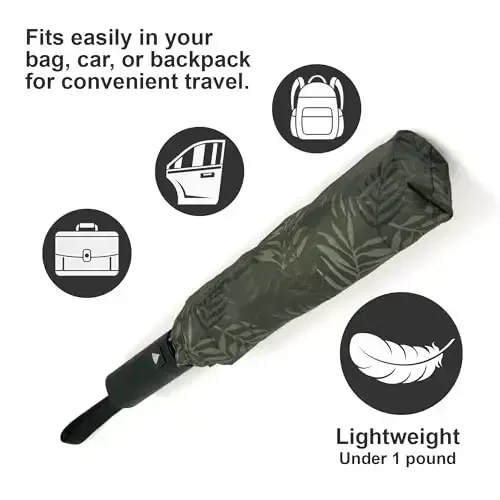 Nollia Windproof Automatic Travel Umbrella, Compact Portable with Reinforced Ribs for Sun & Rain - 7