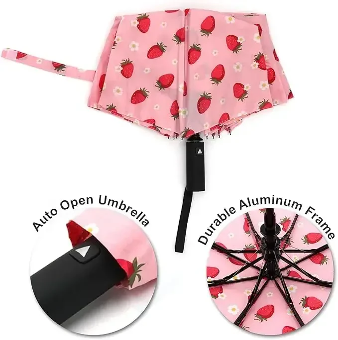 Nollia Windproof Automatic Travel Umbrella, Compact Portable with Reinforced Ribs for Sun & Rain - 2