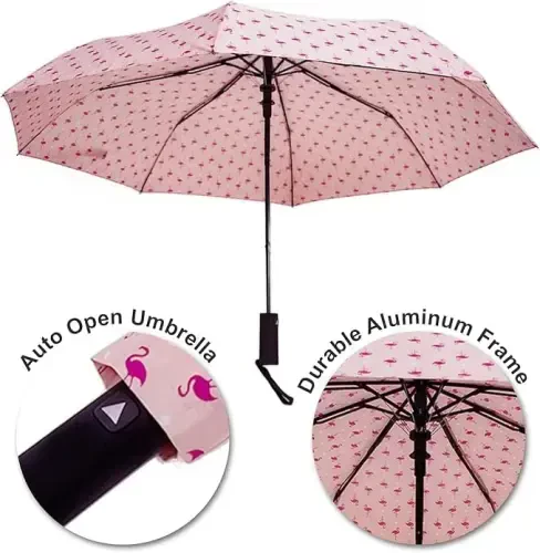 Nollia Windproof Automatic Travel Umbrella, Compact Portable with Reinforced Ribs for Sun & Rain - 3