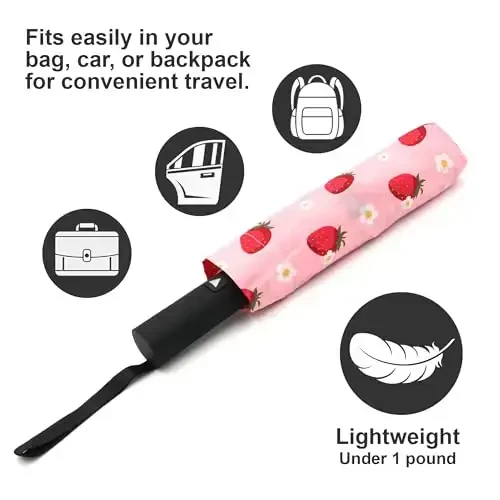 Nollia Windproof Automatic Travel Umbrella, Compact Portable with Reinforced Ribs for Sun & Rain - 7